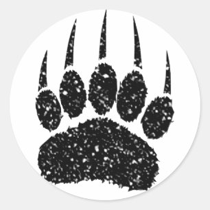 Schwarzer Glitzer Bärenpaw Print Zeichnend Runder Aufkleber