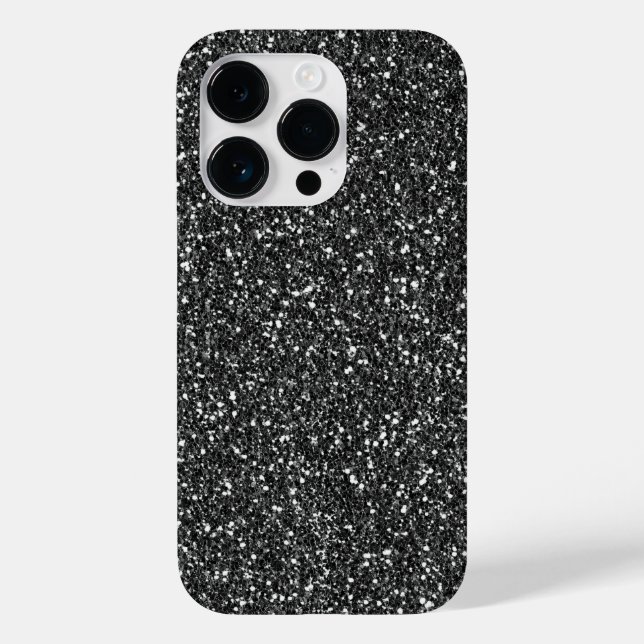 Schwarzer Glitzer Case-Mate iPhone 14 Pro Hülle (Rückseite)
