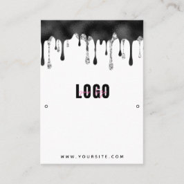 Schwarzer Glitzer Dripping Ohrringe Schmuck Displa Visitenkarte