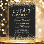 Schwarzer Glitzer jedes Lebensjahres Einladung<br><div class="desc">Feiern Sie stilvoll mit diesem Black and Gold Glitzer Jegliche Jahreseinladung! Mit einem schwarzen Hintergrund mit glänzenden Imitaten und goldenen Glitzer Akzenten bringt diese Einladung alle Glanz und Glanz in Ihre Meilenstein-Geburtstagsfeier. Egal, ob Sie 21, 30, 50 Jahre alt werden, dieses bearbeitbare Design lasse Ihnen, die Anzahl, den Namen und...</div>