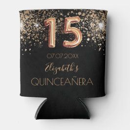 Schwarzer Glitzer-Monogramm-Funkeln aus Quinceaner Dosenkühler