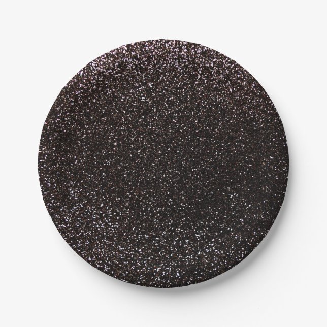 Schwarzer Glitzer Pappteller (Vorderseite)