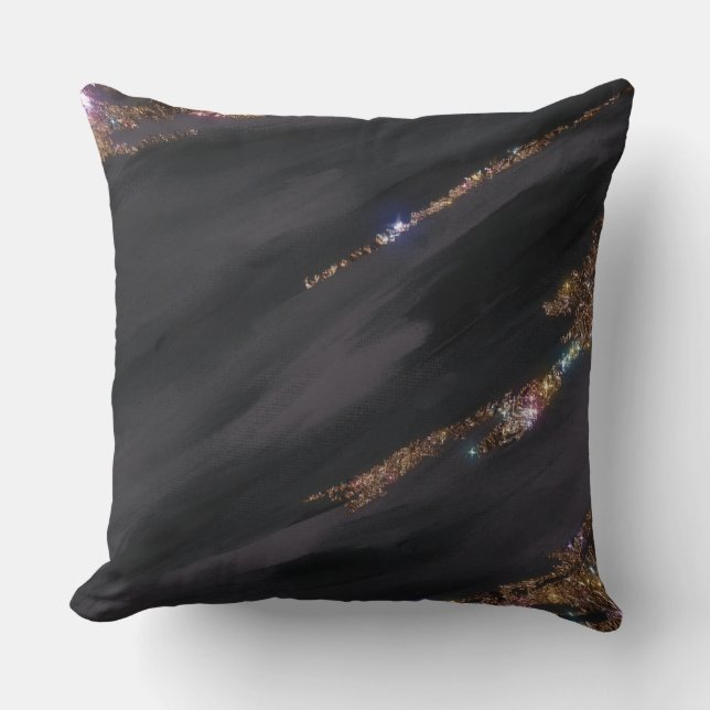 Schwarzer Glitzer Pillow Kissen (Vorderseite)