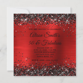 Schwarzer Glitzer Red Foil 50 und fabelhafter Gebu Einladung