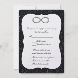 Schwarzer Glitzer Silver Infinity Response Card Einladung