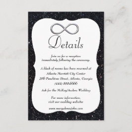 Schwarzer Glitzer Silver Unendlichkeit Hochzeitsde Begleitkarte