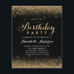 Schwarzer Glitzer Sparkasse jeden Geburtstag<br><div class="desc">Moderne Glam Black Gold Glitzer Sparkle Elegante Script Kalligraphie jedes Alter Geburtstag Einladung</div>