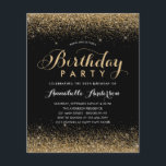 Schwarzer Glitzer Sparkasse jeden Geburtstag<br><div class="desc">Moderne Glam Black Gold Glitzer Sparkle Elegante Script Kalligraphie jedes Alter Geburtstag Einladung</div>