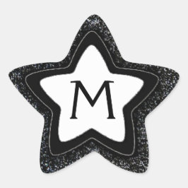 Schwarzer Glitzer Stern individuell anpassbare Mon Stern-Aufkleber