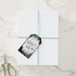 Schwarzer Glitzer und Eukalyptus Bouquet Geschenkanhänger