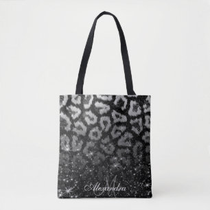 Schwarzer Glitzer und Leopard Tasche