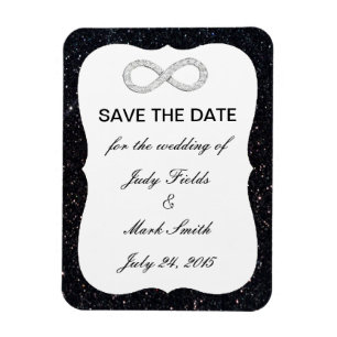 Schwarzer Glitzer Unendlich speichern Sie das Datu Magnet