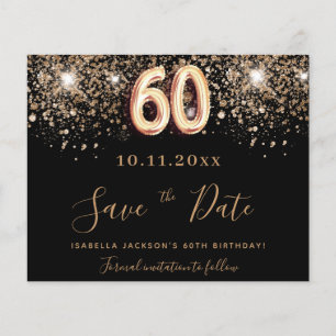 Schwarzer Glitzer zum 60. Geburtstag Save the Date Flyer