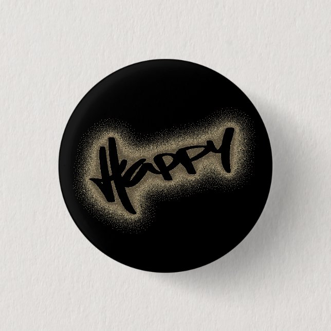 SCHWARZER GLÜCKLICHER GRAFFITI BUTTON (Vorderseite)