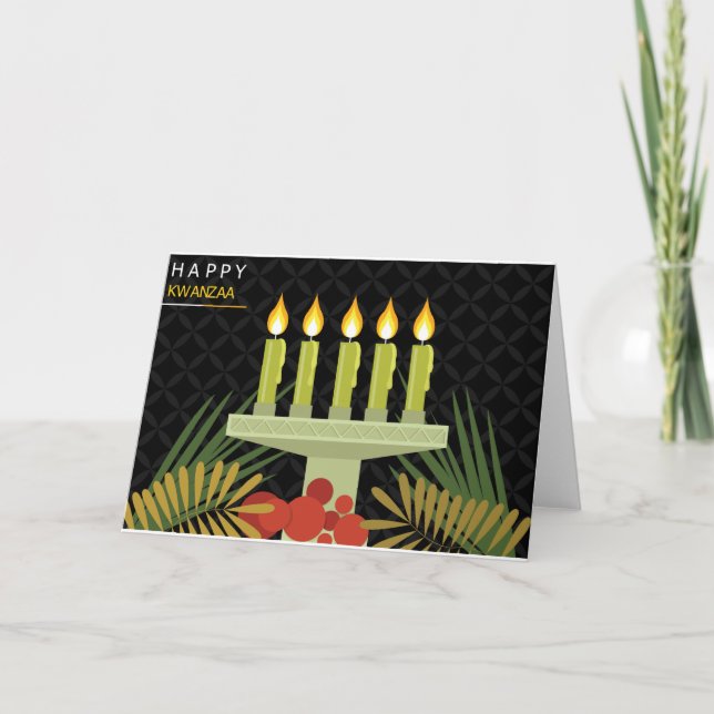 Schwarzer glücklicher Kwanzaa Feiertagskarte (Vorderseite)
