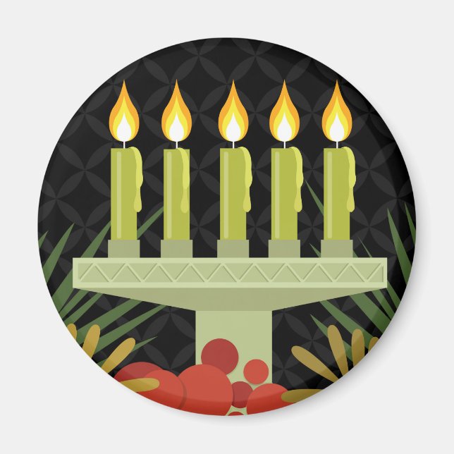 Schwarzer glücklicher Kwanzaa Magnet (Vorne)