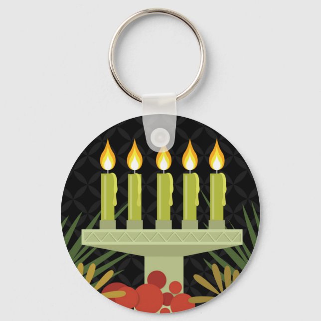 Schwarzer glücklicher Kwanzaa Schlüsselanhänger (Vorderseite)