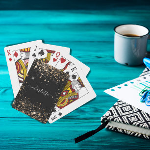 Schwarzer Gold-Glitterstaub-Name-Skript Spielkarten