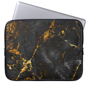 Schwarzer Gold Marmor, natürliches Muster. Laptopschutzhülle
