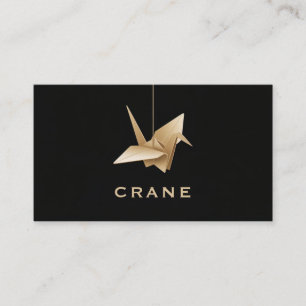 Schwarzer Gold Origami Kran Japanisch Elegant Visitenkarte