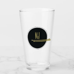 Schwarzer Gold-Trommler-Monogramm Glas