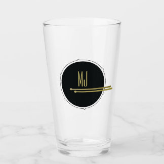 Schwarzer Gold-Trommler-Monogramm Glas