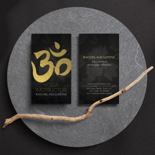 Schwarzer Gold-Yoga-Inder Om-Symbol Blumen-Leinen Visitenkarte