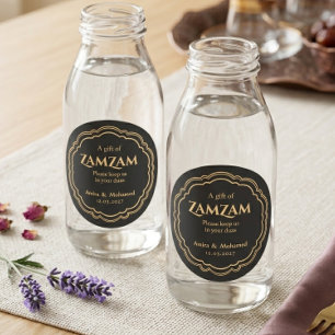 Schwarzer Gold Zamzam Hochzeits-Andenken-Aufkleber Runder Aufkleber