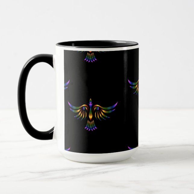 Schwarzer Goldbarsch, lila und grün, abstrakt Tasse (Links)