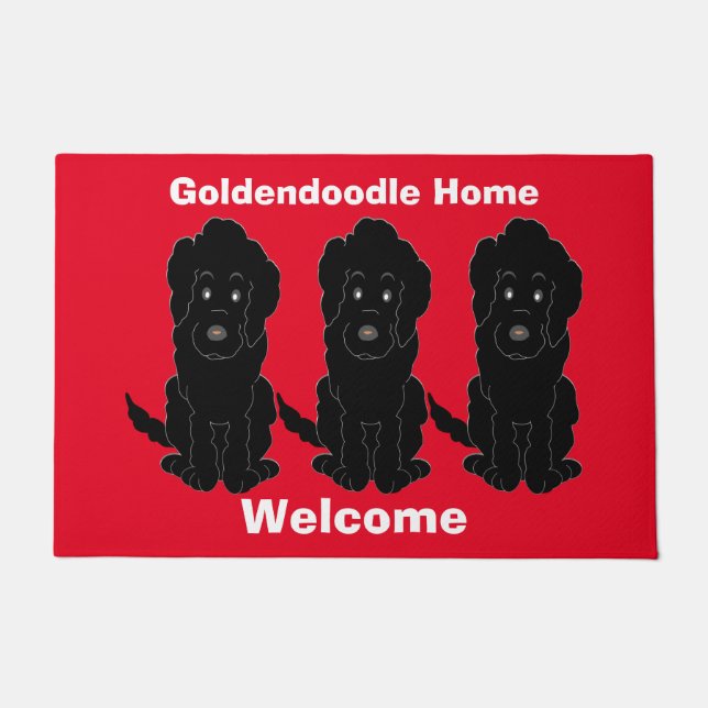 Schwarzer Goldendoodle Doormat-Design Fußmatte (Vorderseite)