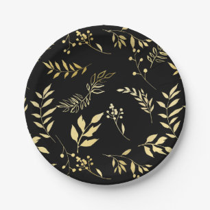 Schwarzer & Goldener Botanischer Glamour Glam Hoch Pappteller
