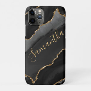Schwarzer & Goldener Faux-Glitter-Achat Case-Mate iPhone Hülle