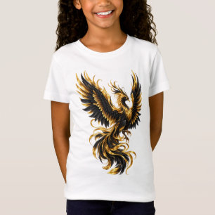 Schwarzer & Goldener Phönix – Luxuriöse Wiedergebu T-Shirt