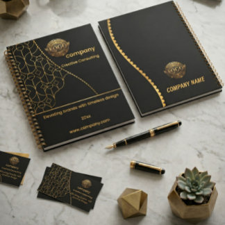 Schwarzer & Goldener Planer mit anpassbarem Logo