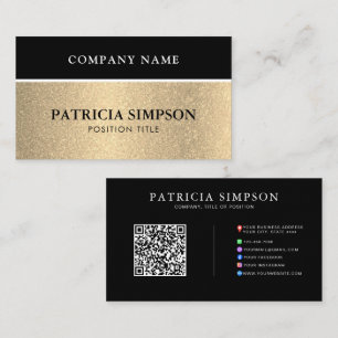 Schwarzer & Goldener QR-Code mit Social Media & We Visitenkarte