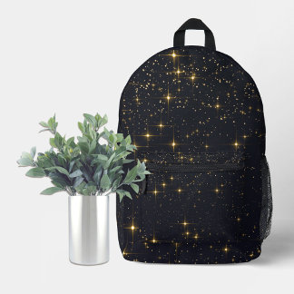 Schwarzer Goldener Sternenhimmel Bedruckter Rucksack