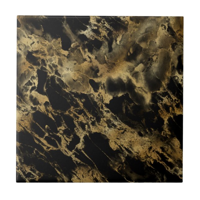 Schwarzer Goldmarmor-Achat-Trend Chic  Fliese (Vorderseite)