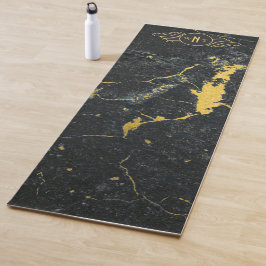 Schwarzer Goldmarmor Drei Buchstaben Monogram Art Yogamatte