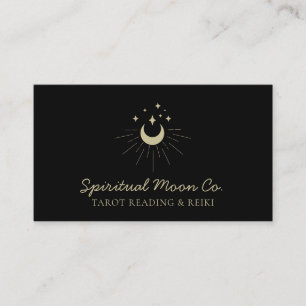 Schwarzer Goldmond Sternen Spiritual Reiki Visitenkarte