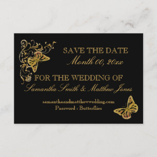 Schwarzer Goldschmetterling Hochzeitsreaktion 02 Einladung