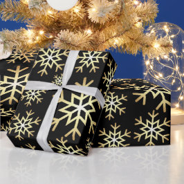 Schwarzer Goldschneeflockenmuster-Party Geschenkpapier