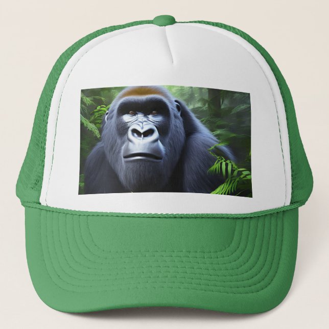 Schwarzer Gorilla im Dschungel, Truckerkappe (Vorderseite)