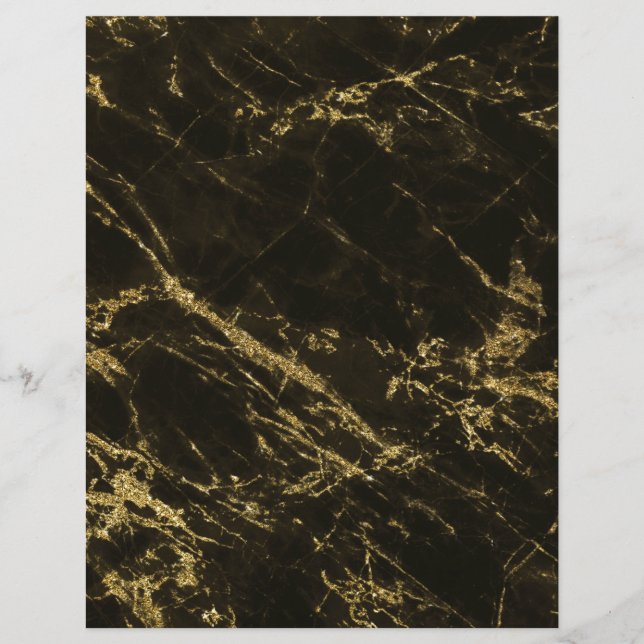 Schwarzer Granit Marmor Gold Veins 2 Scrapbook Pap (Vorderseite)