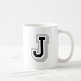 schwarzer grauer Buchstabe J Kaffeetasse