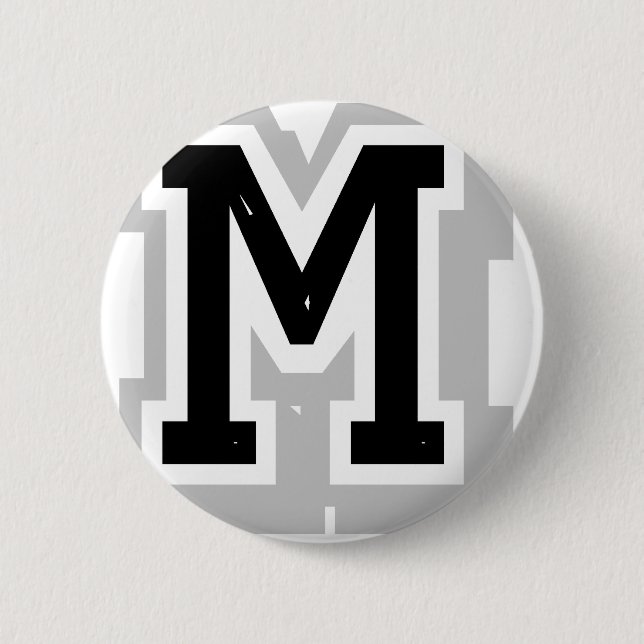 schwarzer grauer Buchstabe M Button (Vorderseite)
