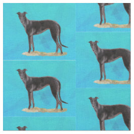 Schwarzer Greyhound Stehend Hund Kunstwerk Stoff