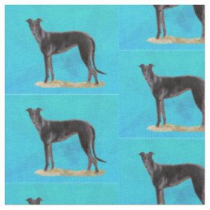 Schwarzer Greyhound Stehend Hund Kunstwerk Stoff