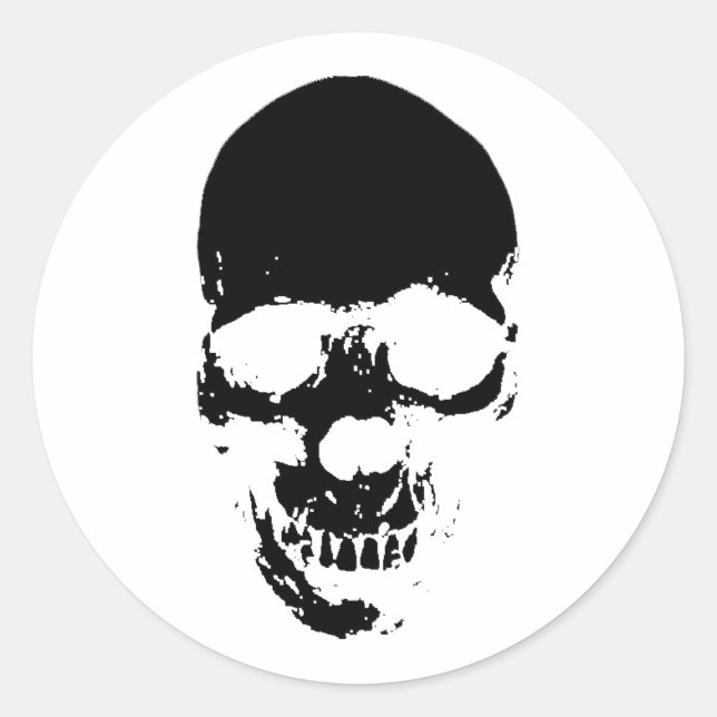 Schwarzer grimmiger Sensenmann Skull Runder Aufkleber (Vorderseite)