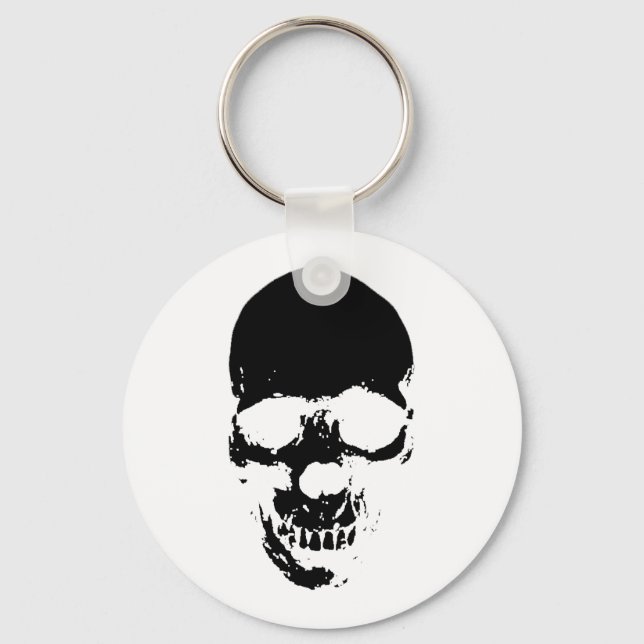 Schwarzer grimmiger Sensenmann Skull Schlüsselanhänger (Vorderseite)