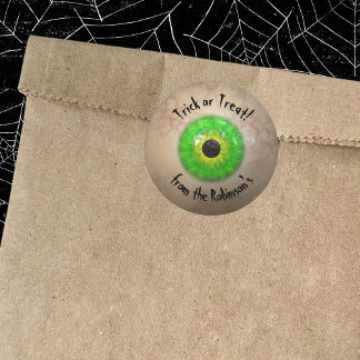 Schwarzer Grünaugen-Halloween-Trick oder -Behandlu Runder Aufkleber